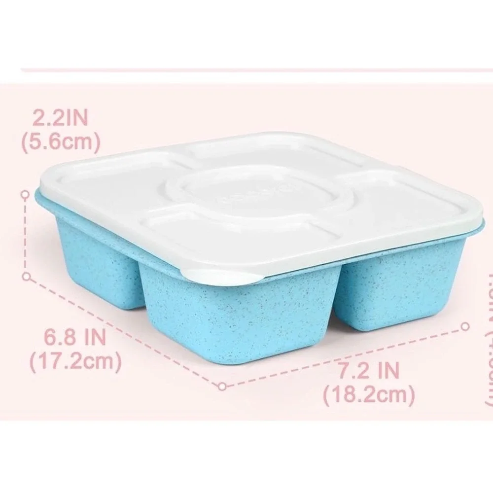 4 Pack Wheat Straw Bento Lunch Boxes 5 Compartment Food Storage Containers Set